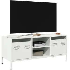 vidaXL Meuble TV blanc 101,5x39x43,5 cm acier laminé à froid pas cher