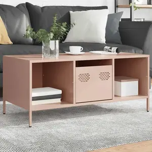 vidaXL Table basse rose 101,5x50x43,5 cm acier laminé à froid pas cher