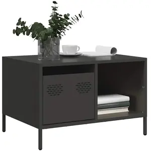 vidaXL Table basse noir 68,5x50x43,5 cm acier laminé à froid pas cher