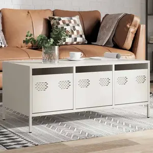 vidaXL Table basse blanc 101,5x50x43,5 cm acier laminé à froid pas cher
