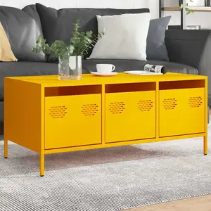 vidaXL Table basse jaune moutarde 101,5x50x43,5cm acier laminé à froid pas cher