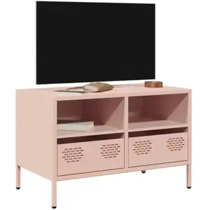 vidaXL Meuble TV rose 68x39x43,5 cm acier laminé à froid pas cher