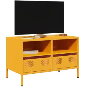 vidaXL Meuble TV jaune moutarde 68x39x43,5 cm acier laminé à froid pas cher