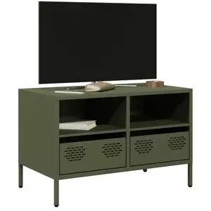 vidaXL Meuble TV vert olive 68x39x43,5 cm acier laminé à froid pas cher