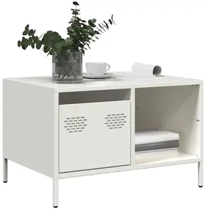vidaXL Table basse blanc 68,5x50x43,5 cm acier laminé à froid pas cher