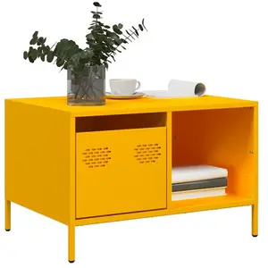 vidaXL Table basse jaune moutarde 68,5x50x43,5 cm acier laminé à froid pas cher
