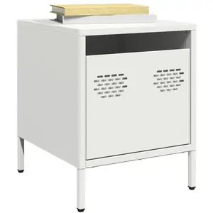 vidaXL Tables de chevet 2 pcs blanc 35x39x43,5 cm acier pas cher
