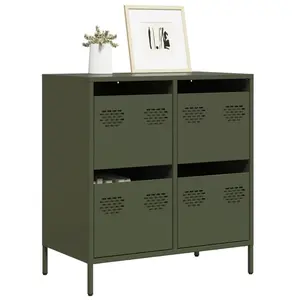 vidaXL Buffet vert olive 68x39x73,5 cm acier laminé à froid pas cher