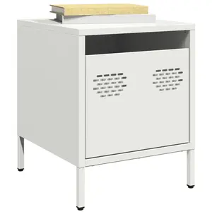vidaXL Table de chevet blanc 35x39x43,5 cm acier pas cher