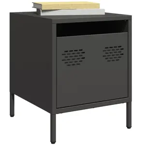 vidaXL Tables de chevet 2 pcs noir 35x39x43,5 cm acier pas cher