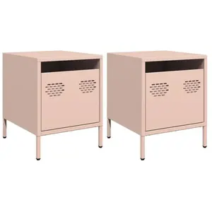 vidaXL Tables de chevet 2 pcs rose 35x39x43,5 cm acier pas cher