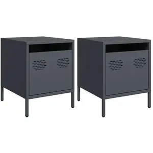 vidaXL Tables de chevet 2 pcs anthracite 35x39x43,5 cm acier pas cher