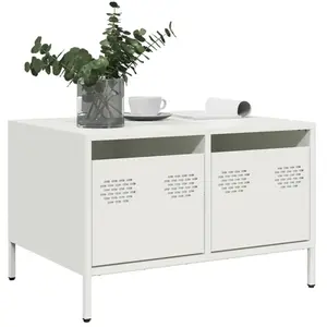 vidaXL Meuble TV blanc 68x50x43,5 cm acier laminé à froid pas cher