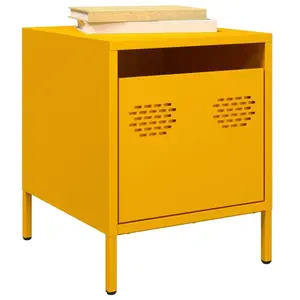 vidaXL Tables de chevet 2 pcs jaune moutarde 35x39x43,5 cm acier pas cher