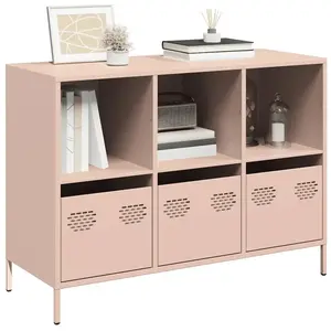 vidaXL Buffet rose 101,5x39x73,5 cm acier laminé à froid pas cher