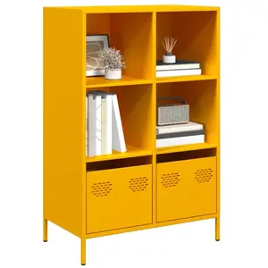 vidaXL Buffet haut jaune moutarde 68x39x103,5 cm acier pas cher