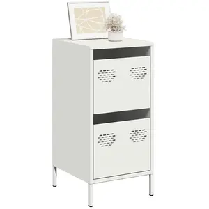 vidaXL Buffet blanc 35x39x73,5 cm acier laminé à froid pas cher