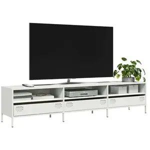 vidaXL Meuble TV blanc 202x39x43,5 cm acier laminé à froid pas cher