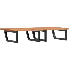 vidaXL Étagère de vasque murale acier et bois massif de hêtre pas cher