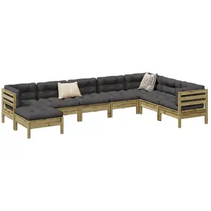 vidaXL Salon de jardin 8 pcs avec coussins bois de pin imprégné pas cher