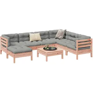 vidaXL Salon de jardin 8 pcs avec coussins sapin douglas solide pas cher