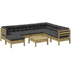 vidaXL Salon de jardin 8 pcs avec coussins bois de pin imprégné pas cher