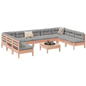 vidaXL Salon de jardin avec coussins 10 pcs bois massif sapin douglas pas cher