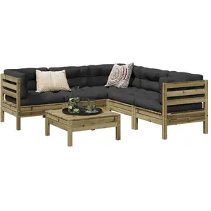 vidaXL Salon de jardin 6 pcs avec coussins bois de pin imprégné pas cher