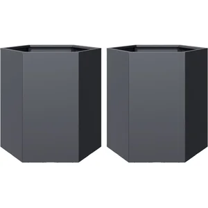 vidaXL Jardinières 2 pcs anthracite hexagone 46x40x45 cm acier pas cher