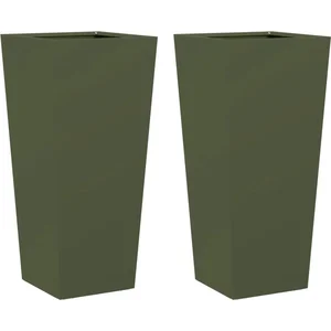 vidaXL Jardinières 2 pcs vert olive 35x35x75 cm acier pas cher