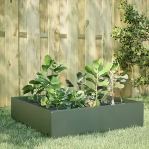 vidaXL Lit surélevé de jardin vert olive 100x100x25 cm acier pas cher