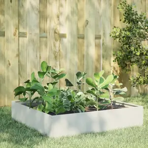 vidaXL Lit surélevé de jardin blanc 100x100x33,5 cm acier pas cher