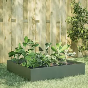 vidaXL Lit surélevé de jardin vert olive 100x100x33,5 cm acier pas cher