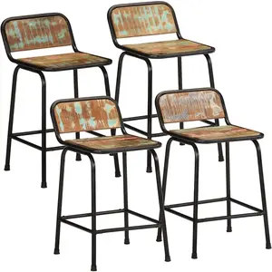 vidaXL Tabourets de bar lot de 4 46x35,5x70cm bois massif récupération pas cher