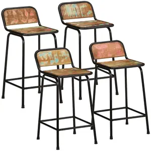 vidaXL Tabourets de bar lot de 4 46x35,5x80cm bois massif récupération pas cher