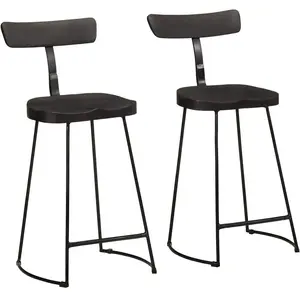 vidaXL Tabourets de bar lot de 2 noir 49x43x88 cm bois manguier massif pas cher