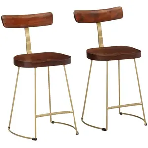 vidaXL Tabourets de bar lot de 2 49x43x79 cm bois de manguier massif pas cher