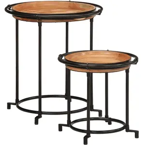 vidaXL Ensemble de table d'appoint 2 pcs bois massif d'acacia pas cher