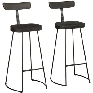 vidaXL Tabourets de bar lot de 2 noir 49x43x103cm bois manguier massif pas cher