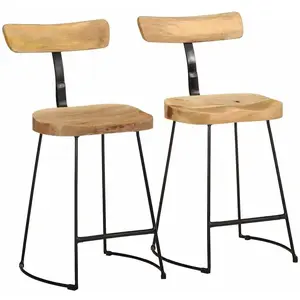 vidaXL Tabourets de bar lot de 2 49x43x79 cm bois de manguier massif pas cher