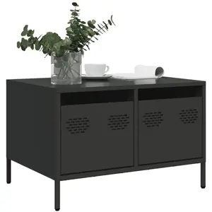 vidaXL Meuble TV noir 68x50x43,5 cm acier laminé à froid pas cher