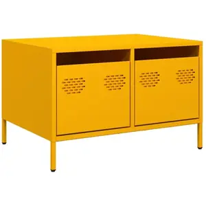 vidaXL Meuble TV jaune moutarde 68x50x43,5 cm acier laminé à froid pas cher