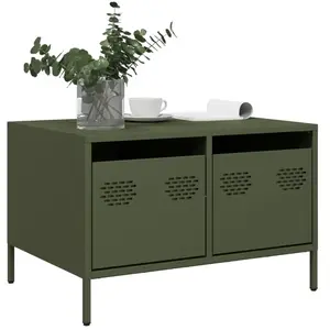 vidaXL Meuble TV vert olive 68x50x43,5 cm acier laminé à froid pas cher