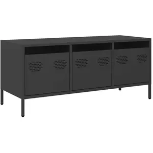 Comparateur de prix : vidaXL Meuble TV noir 101,5x39x43,5 cm acier laminé à froid