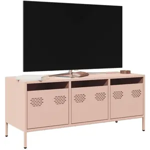 vidaXL Meuble TV rose 101,5x39x43,5 cm acier laminé à froid pas cher