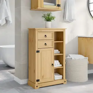Comparateur de prix : vidaXL Armoire de salle de bain Corona 70x33x110 cm bois de pin massif