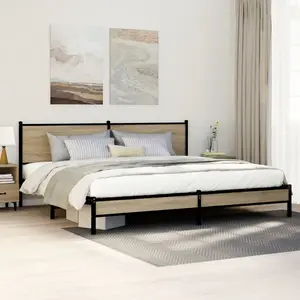vidaXL Cadre de lit en métal sans matelas chêne sonoma 193x203 cm pas cher