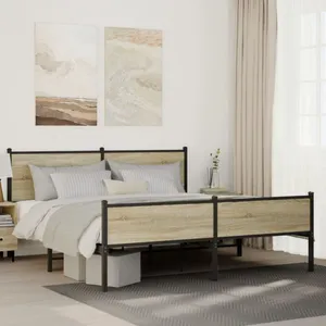 vidaXL Cadre de lit en métal sans matelas chêne sonoma 160x200 cm pas cher