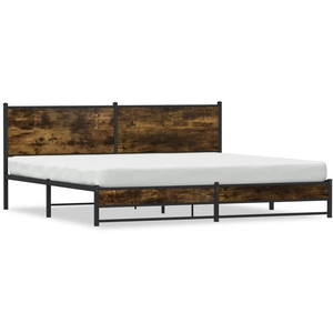 vidaXL Cadre de lit en métal sans matelas chêne fumé 200x200 cm pas cher