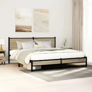 vidaXL Cadre de lit en métal sans matelas chêne sonoma 180x200 cm pas cher